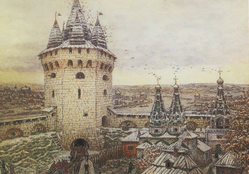 Семиверхая угловая башня Белого города в XVII веке